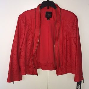 Thalia Faux Leather Crop Jacket NWT Large